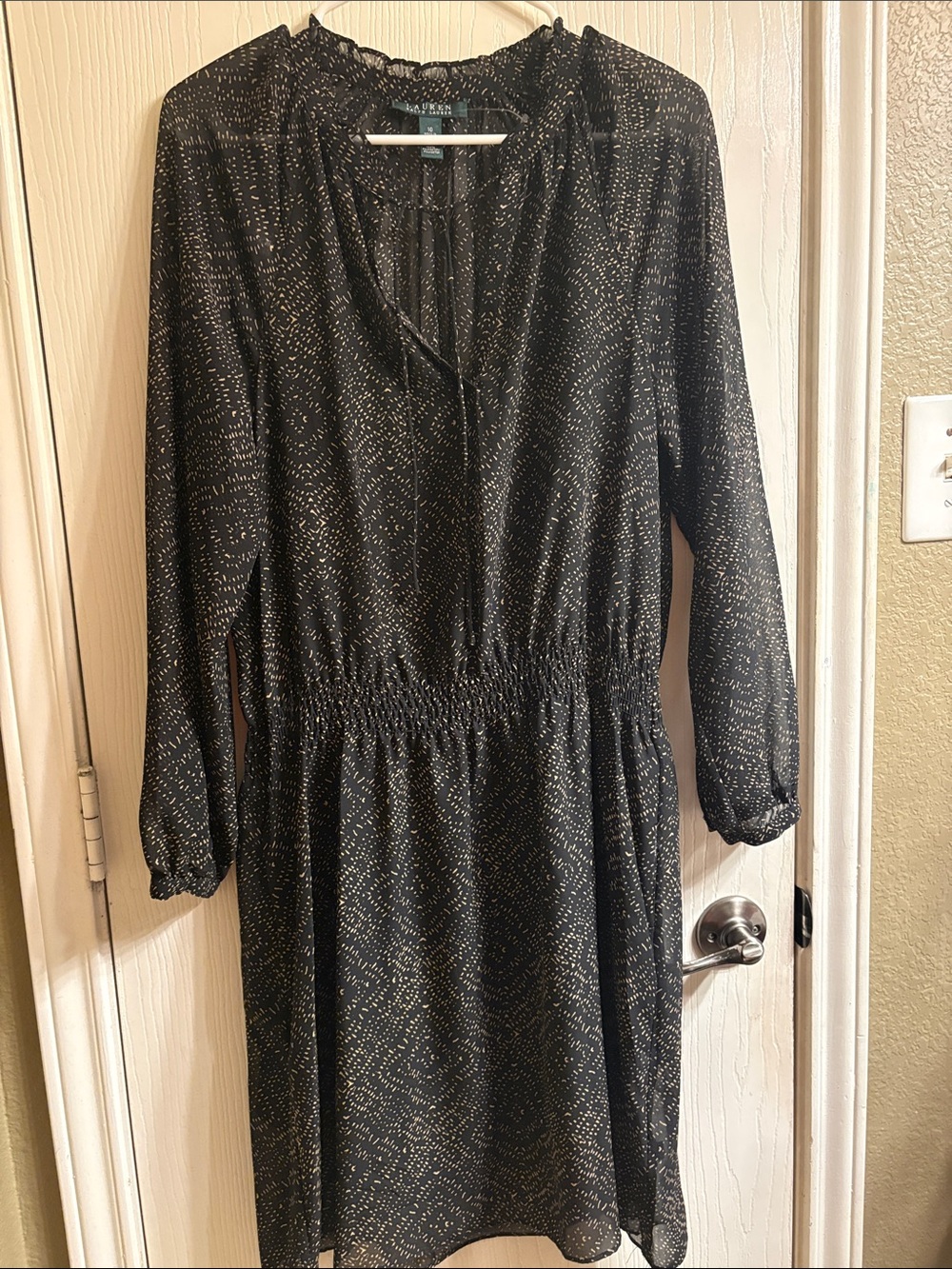 Lauren Ralph Lauren Black Midi Dress with Subtle Metallic Speckle